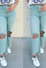 Vervet 90’s High Rise Crop Flare in Cloud Blue