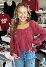 Hayden Samantha Mineral Wash Top in Crimson