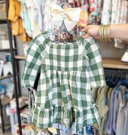 RuffleButts Long Sleeve Smocked Ruffle Hem Dress