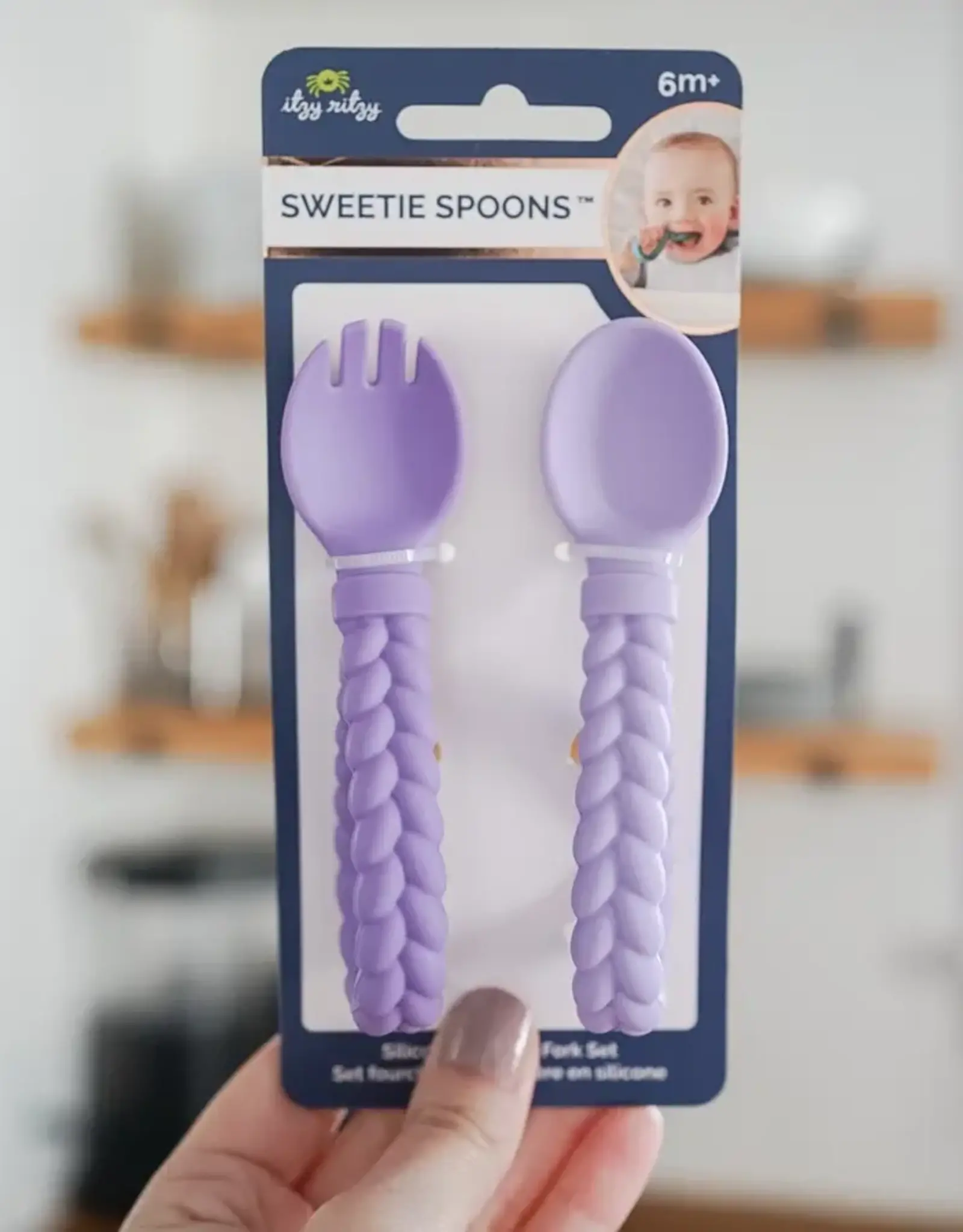 Itzy Ritzy Sweeties Fork + Spoon Set Purple