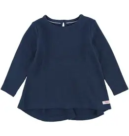 RuffleButts Dark Navy Waffle Knit Bow Back Top