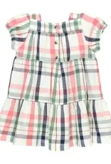 RuffleButts Kendall Plaid Puff Short Sleeve Dress