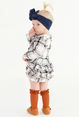 RuffleButts Fall Harvest Plaid Long Sleeve Bubble