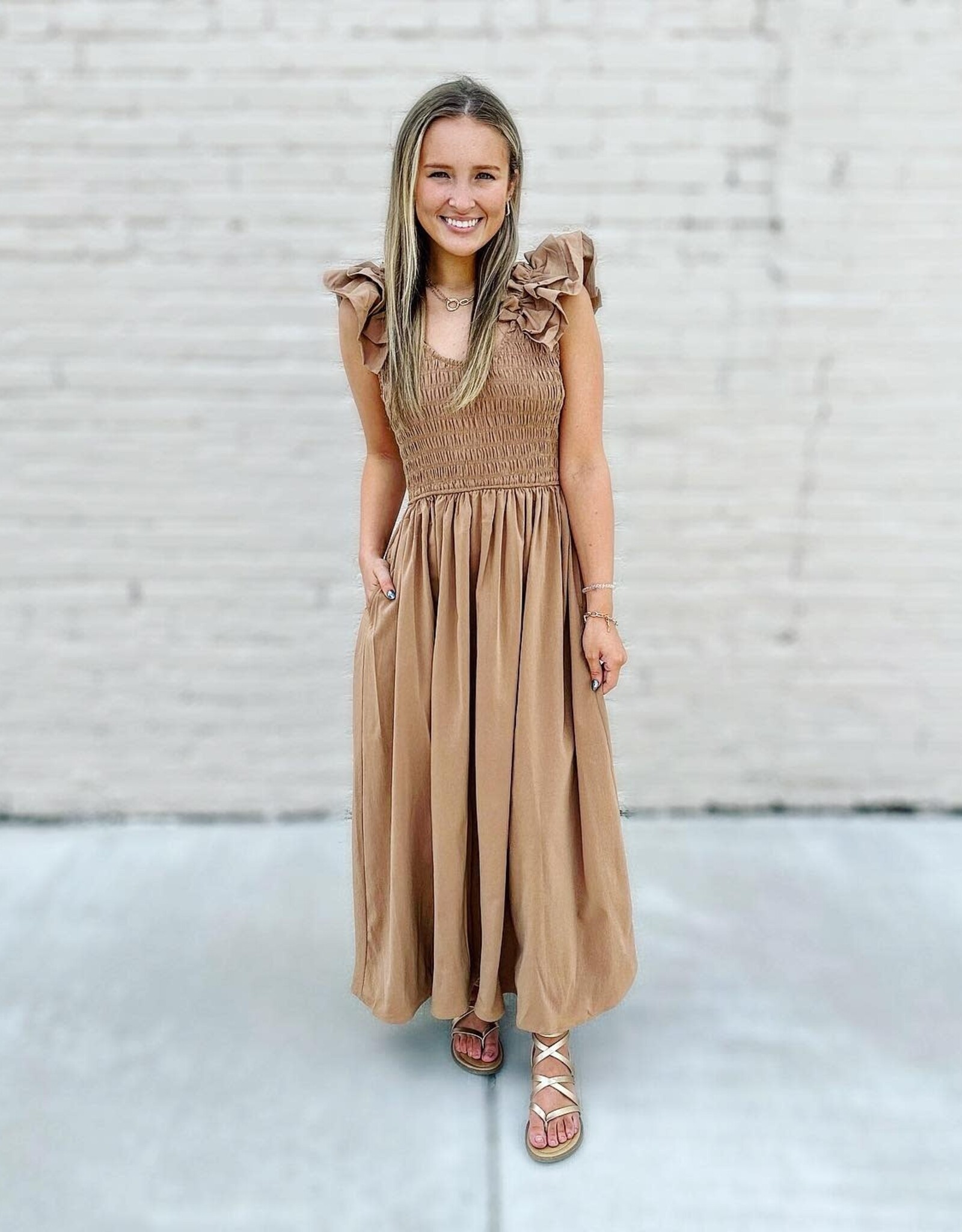 entro Miley Dress in Tan