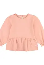 RuffleButts French Rose Long Sleeve Peplum Top