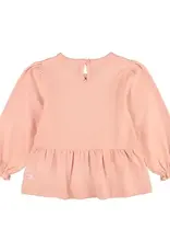 RuffleButts French Rose Long Sleeve Peplum Top