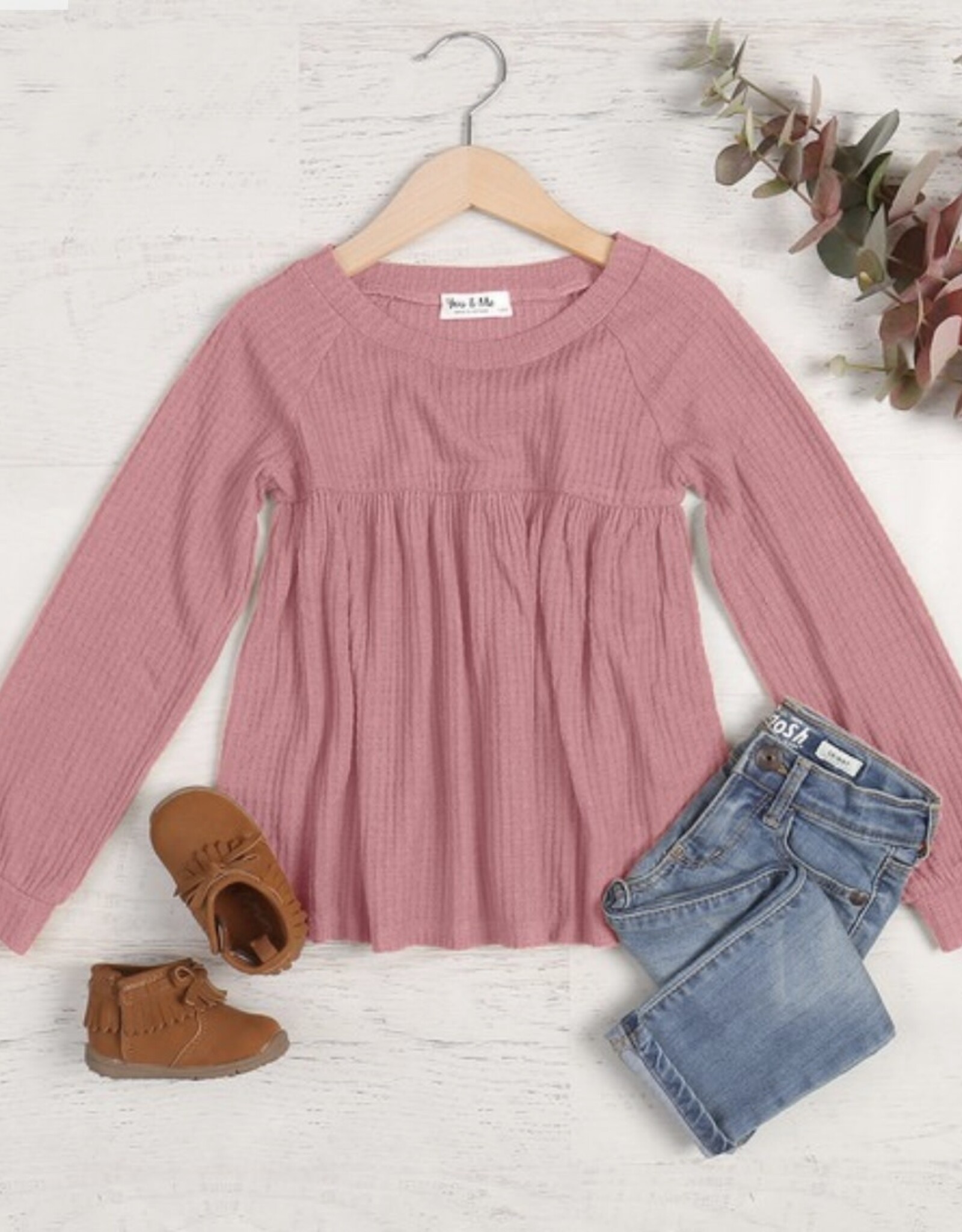 Paisley Waffle Knit Top in Mauve