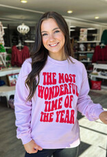 Most Wonderful Time Christmas Sweatshirt in Pink