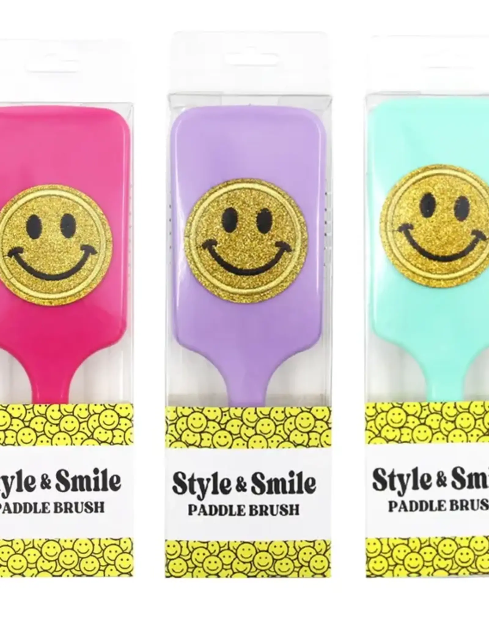 Varsity Smiley Face Paddle Hair Brush