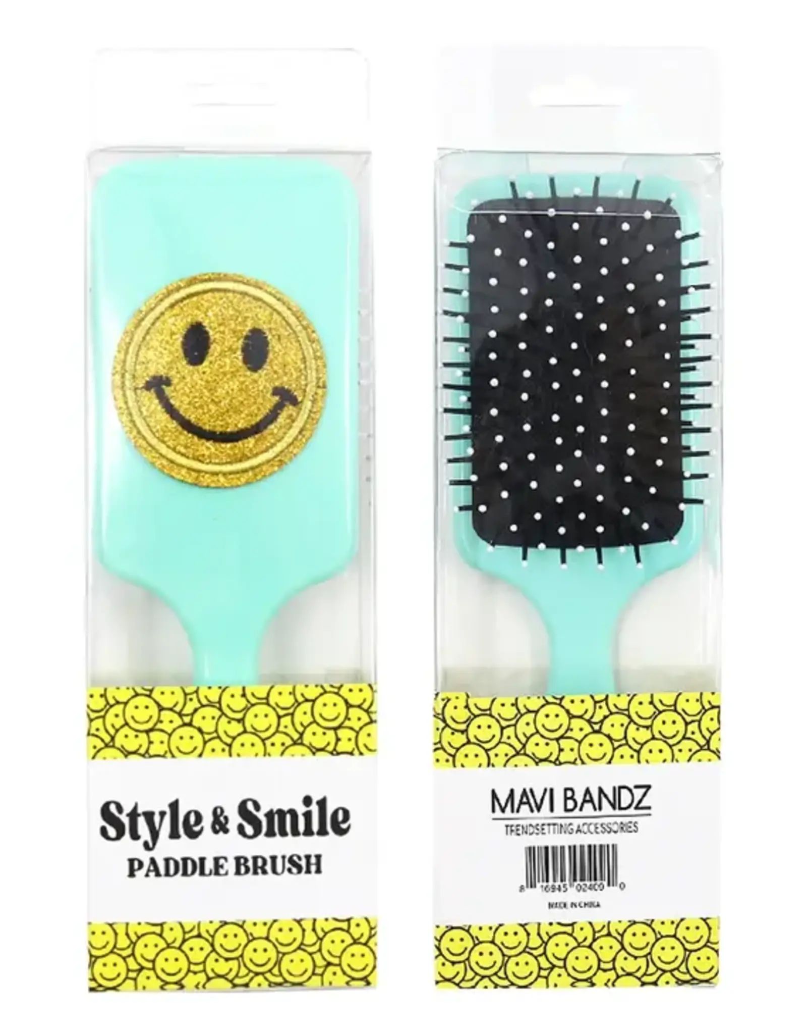 Varsity Smiley Face Paddle Hair Brush