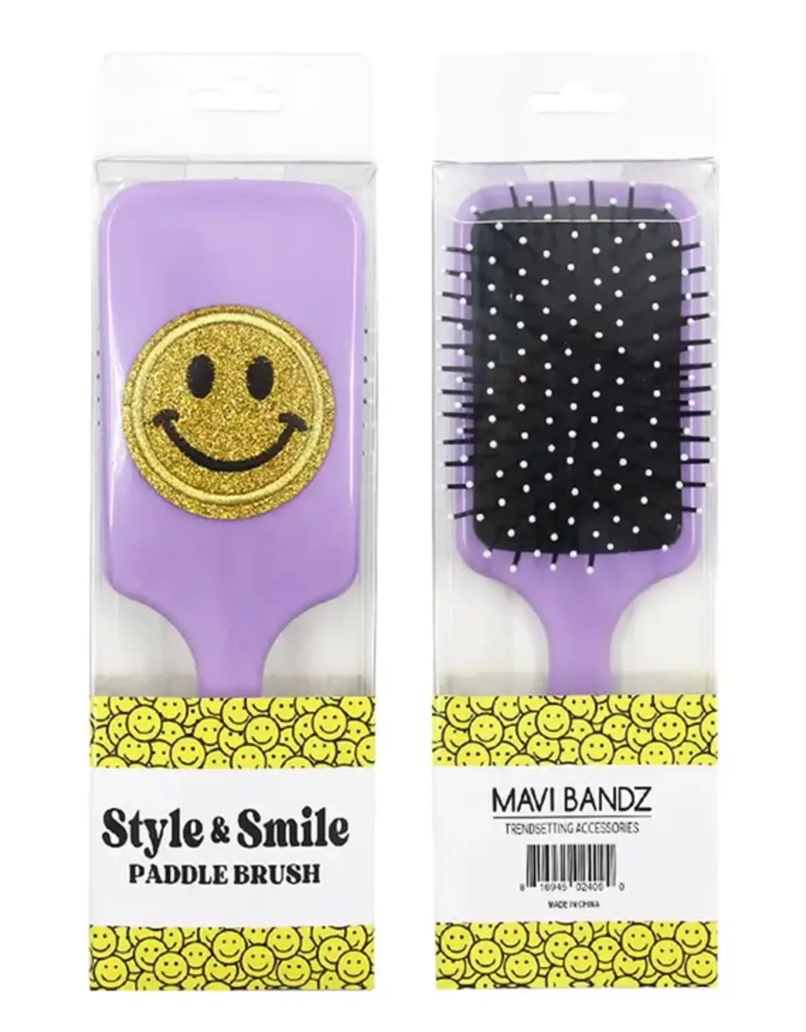 Varsity Smiley Face Paddle Hair Brush