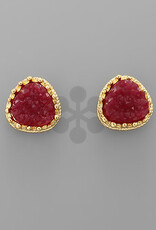 Druzy Stud Earring in Red