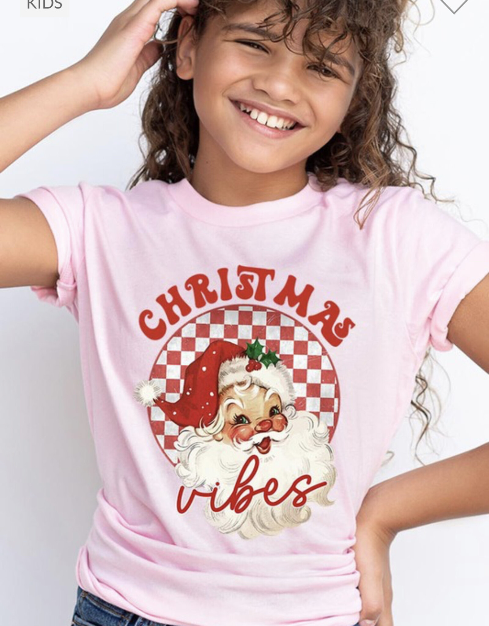 Christmas Vibes Santa Tee in Pink