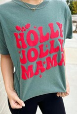 Holly Jolly Mama Christmas Tee in Green