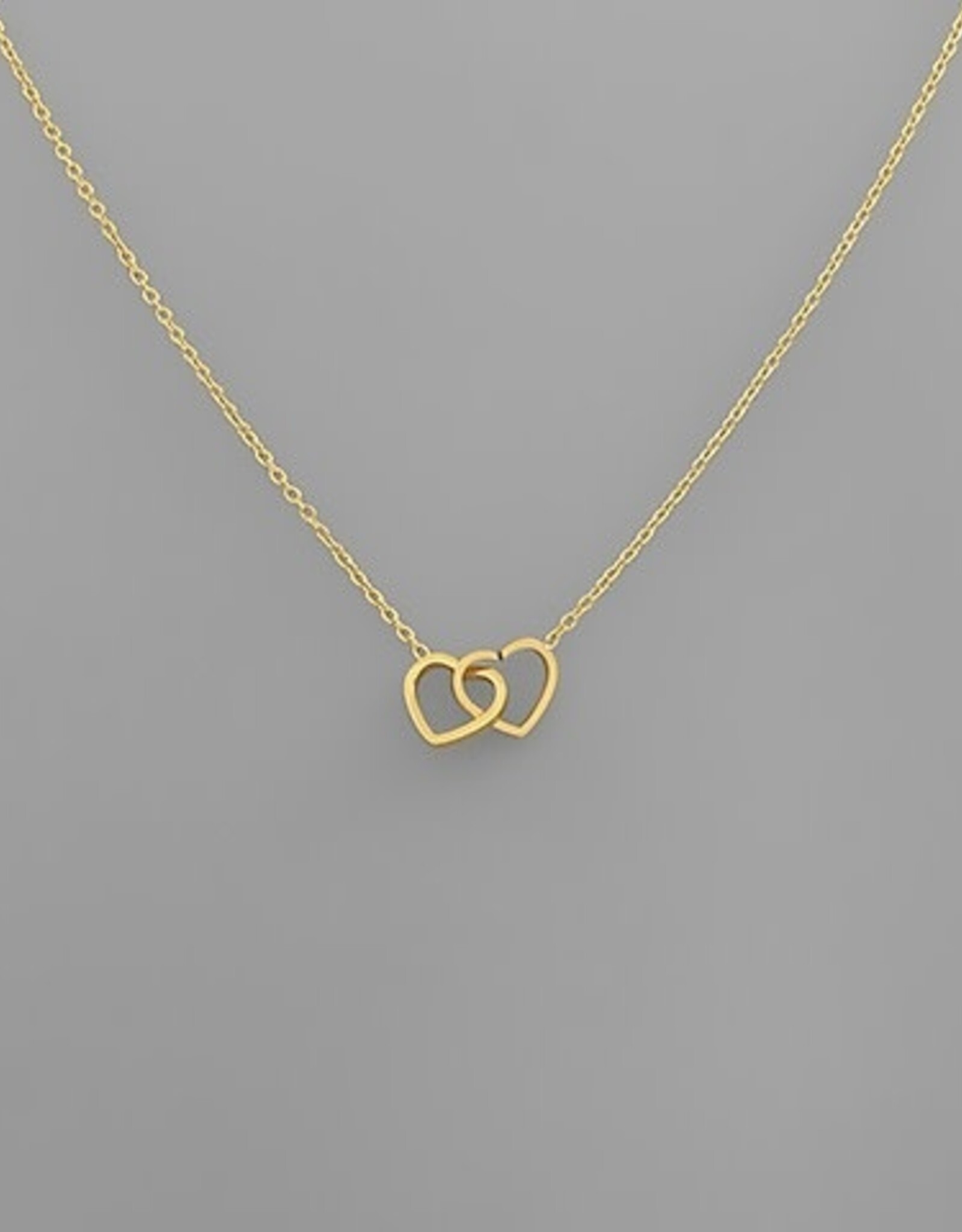 Heart Pendant for Women Valentines Special Golden Dual Heart Chain Pendant  Gold plated Pendant Necklace for Girls & Women