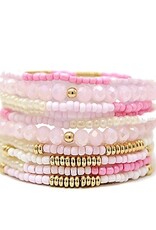 Sead Bead Bracelet Set in Pink