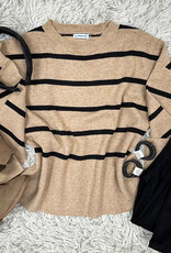 Mayoral Kaley Sweater in Tan/Black Stripe