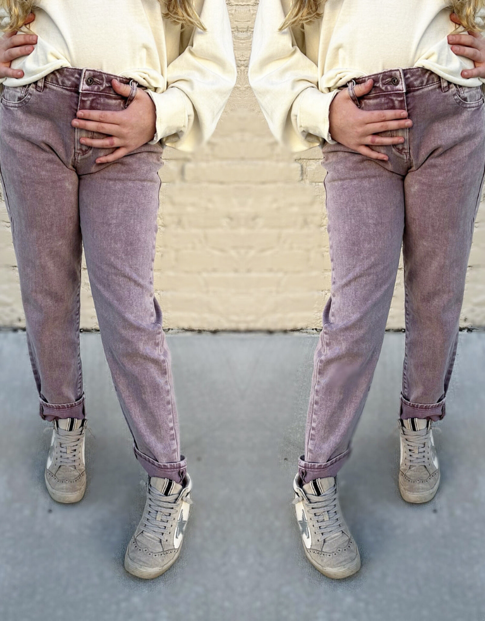 Tractr High Rise Weekender Pant in Mauve