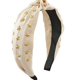 Star Studded Knotted Headband in Ivory