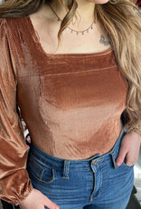Hayden Brooke Velvet Bodysuit in Brown