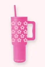 Cleary Lane Tumbler with handle- 40oz Hot Pink Flowers