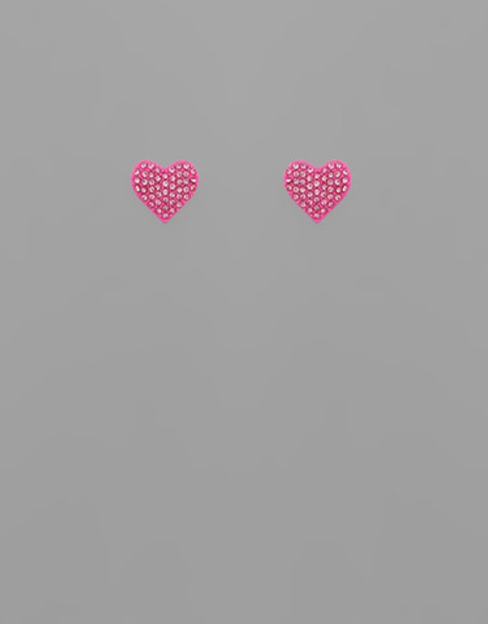 Crystal Heart Stud Earring Pink