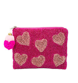 Multi Heart Bead Zipper Pouch