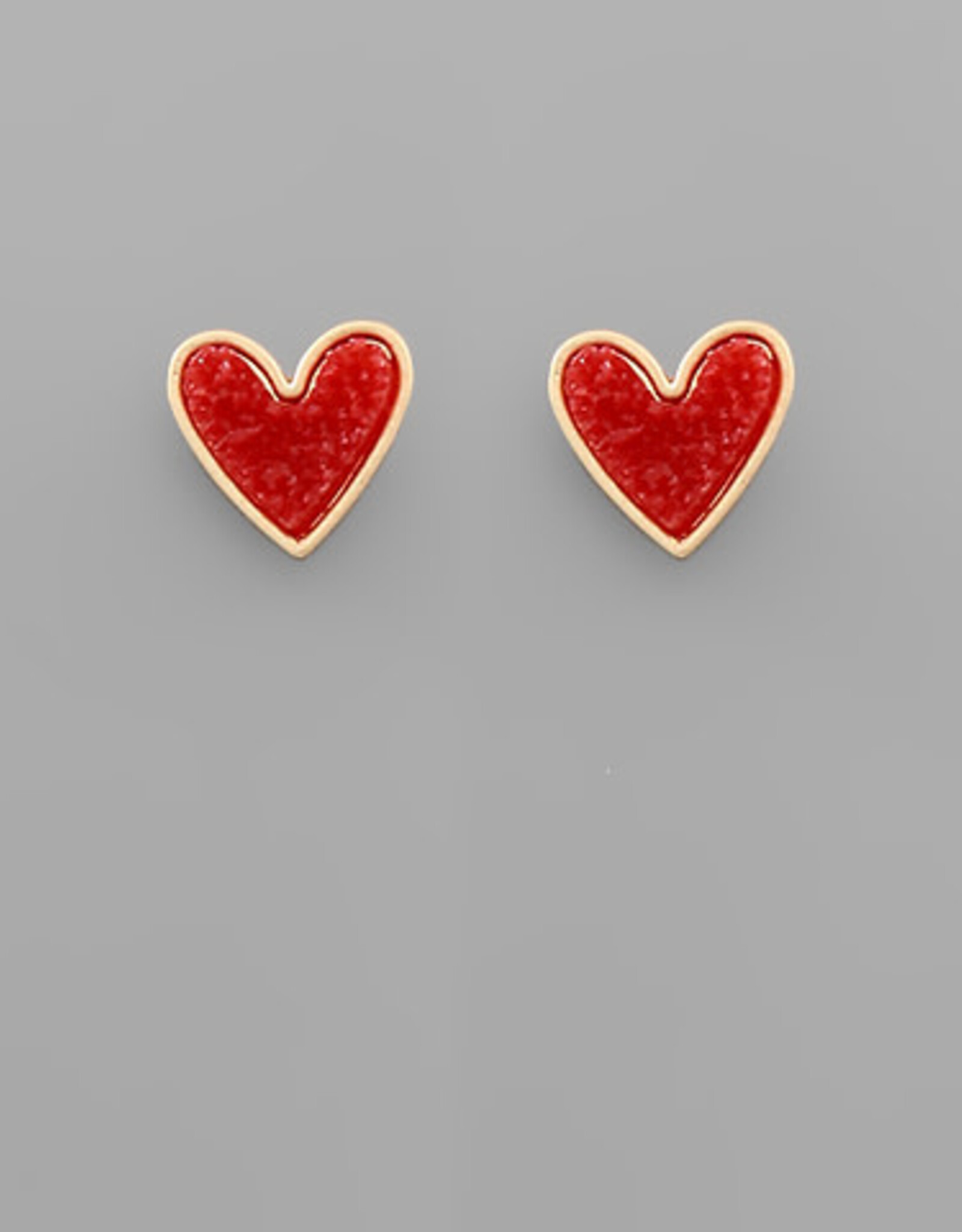 Druzy Heart Earring in Red