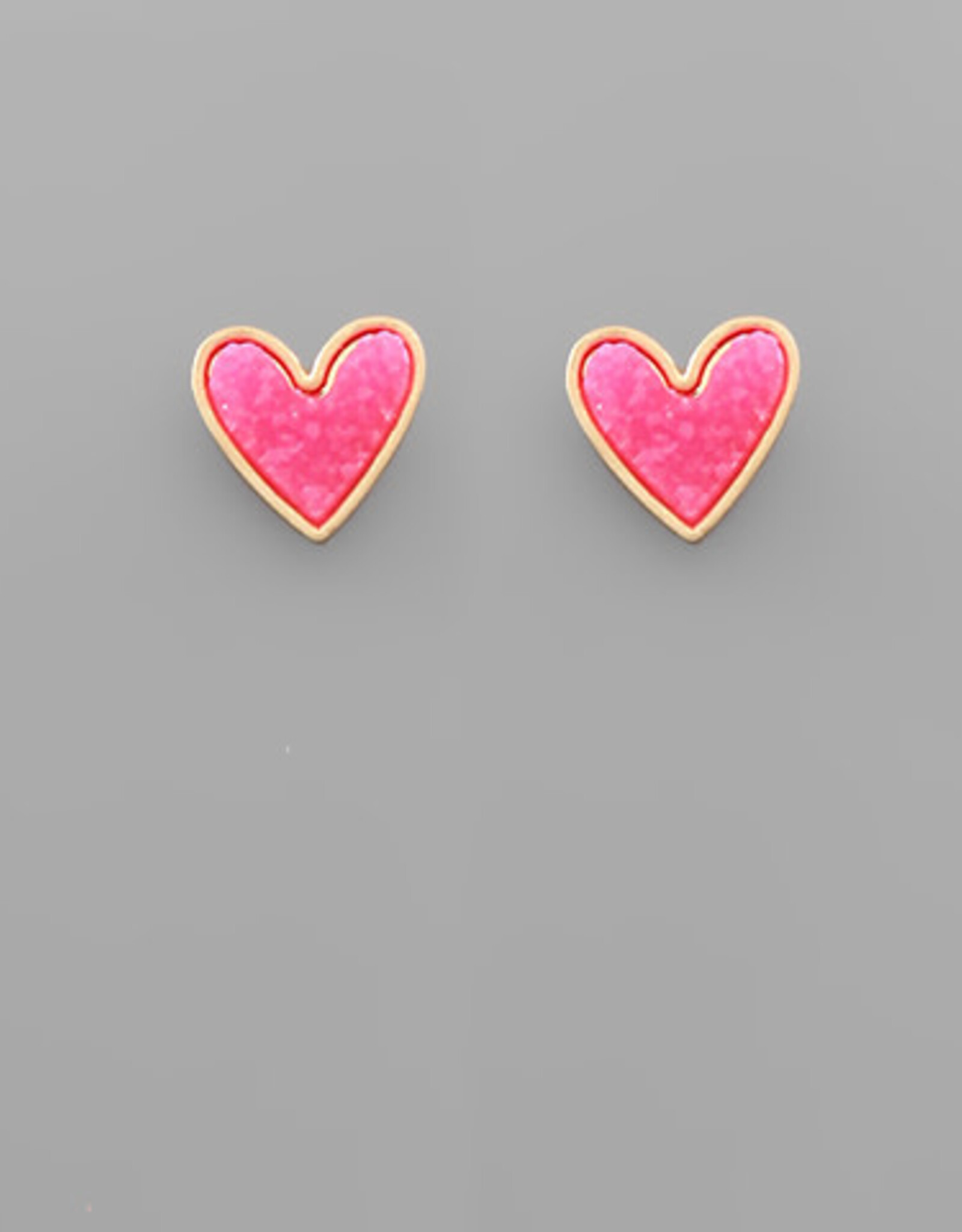 Druzy Heart Earring in Pink