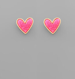 Druzy Heart Earring in Pink