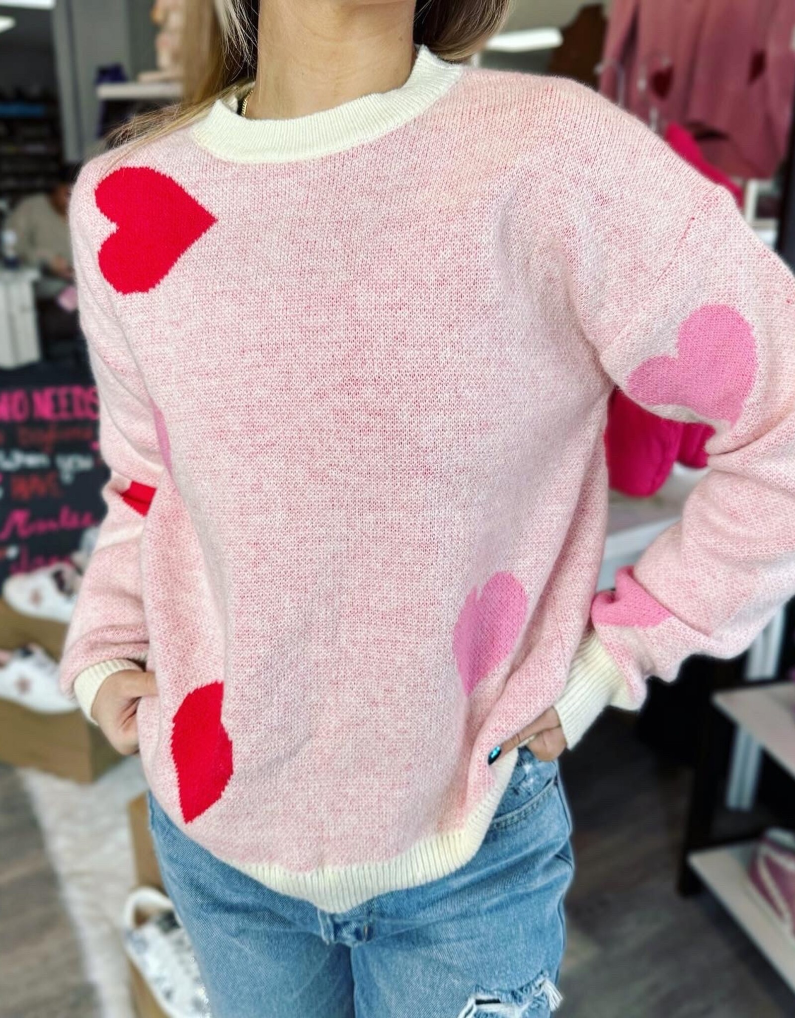 Valentine Heart Sweater in Pink