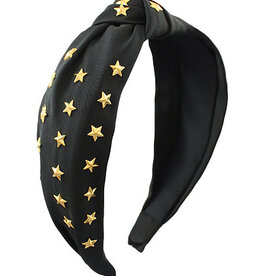 Star Studded Knotted Headband in Black