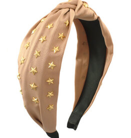 Star Studded Knotted Headband in Tan