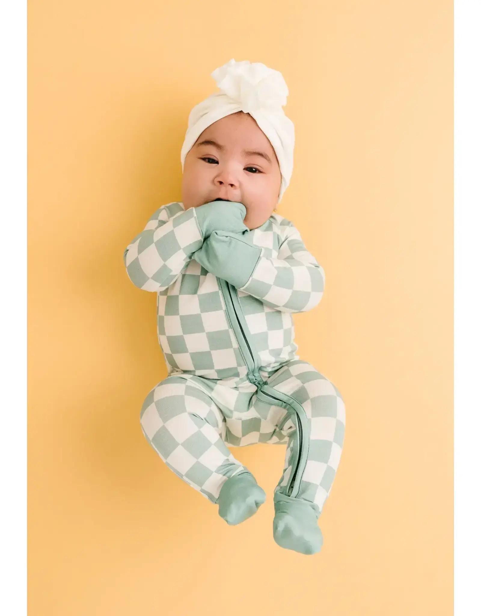 Little One Shop Seafoam Checkered Bamboo Sleeper