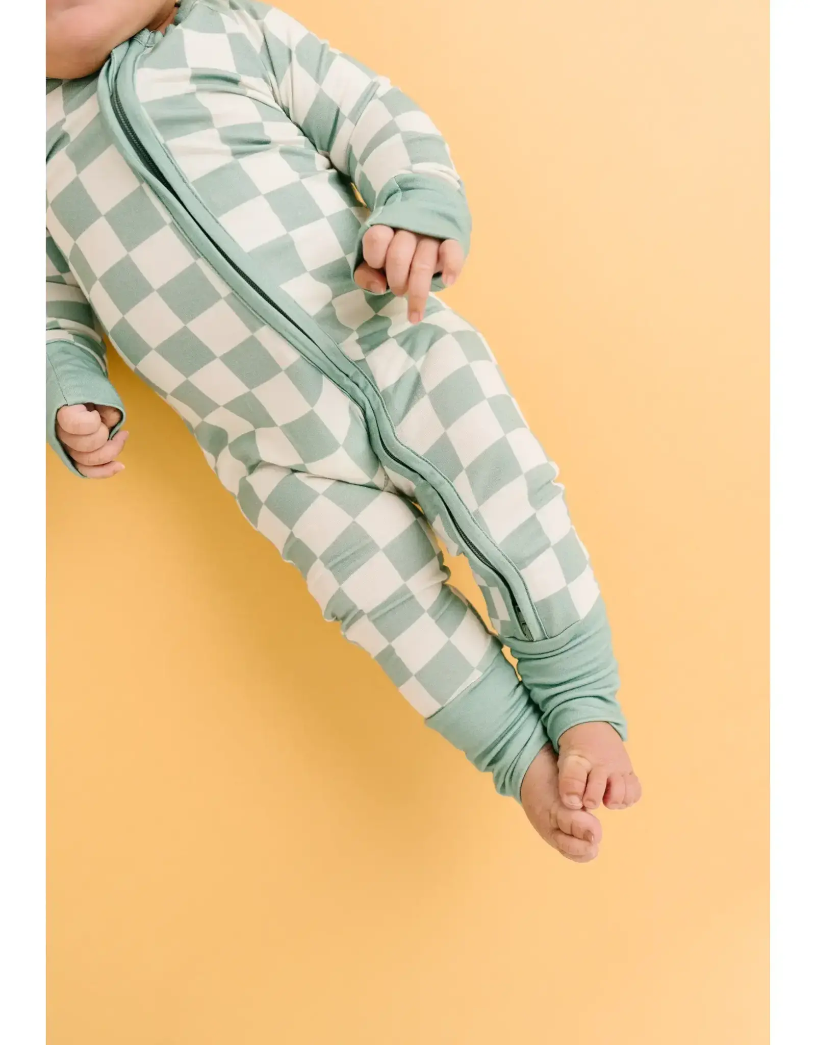 Little One Shop Seafoam Checkered Bamboo Sleeper