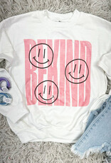 Be Kind Happy Face Graphic Sweatshirt in White