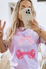 Pink Bow Cherry Graphic Tee in Pink