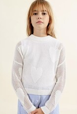 Mini Molly By Molly Bracken Crochet Sweater with Hearts in White