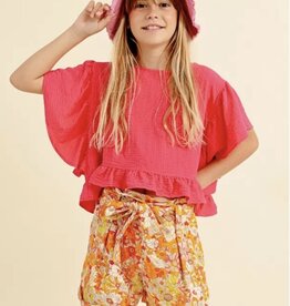 Mini Molly By Molly Bracken Chiffon Top in Hot Pink