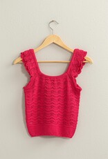 HYFVE Bethany Scallop Crochet Top in Hot Pink