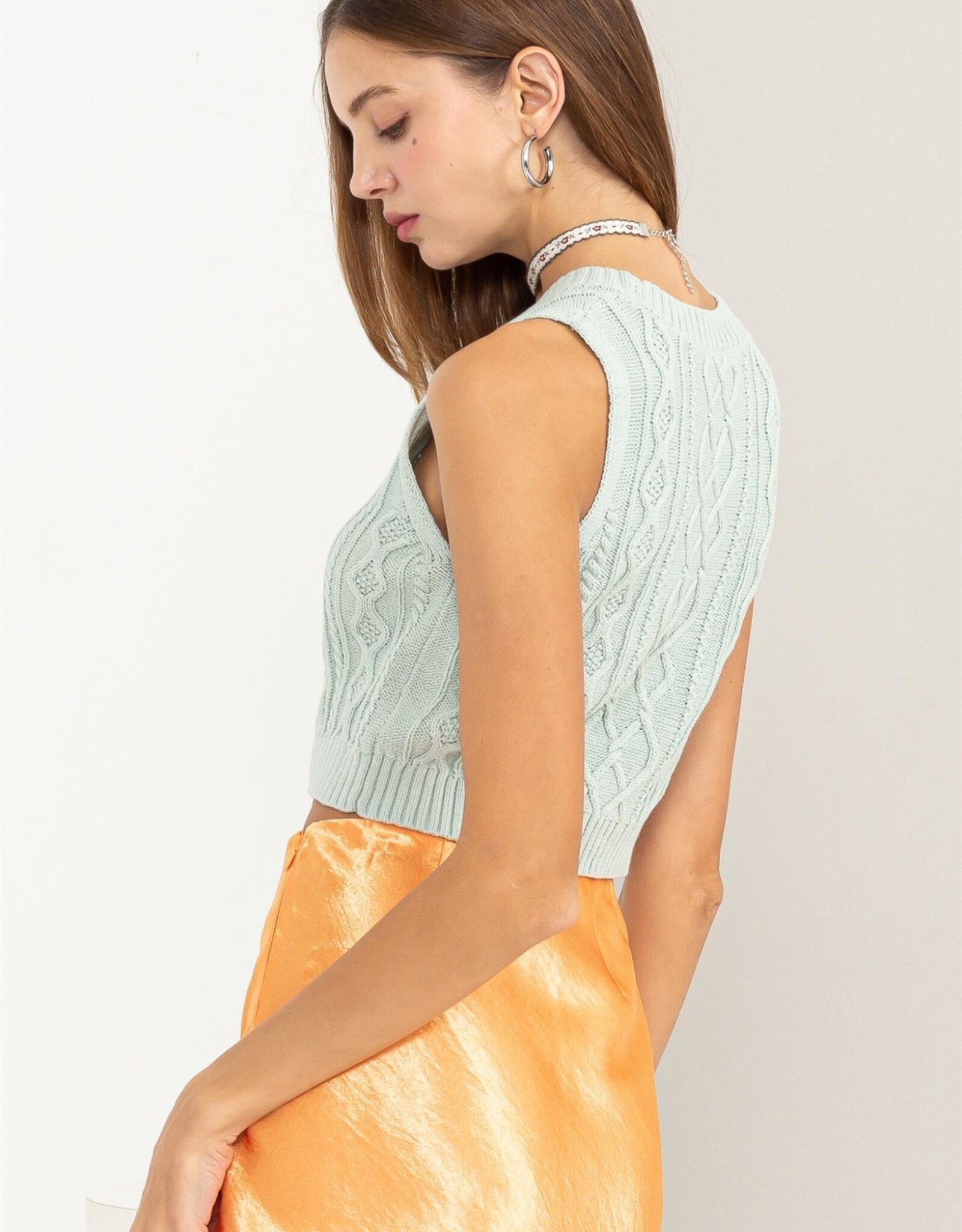 HYFVE Makenzie Cable Knit Top in Mint