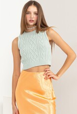 HYFVE Makenzie Cable Knit Top in Mint