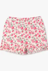 RuffleButts Pink Rib Knit Top with English Roses Shorts