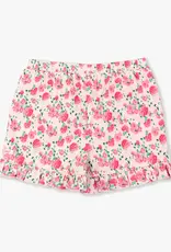 RuffleButts Pink Rib Knit Top with English Roses Shorts