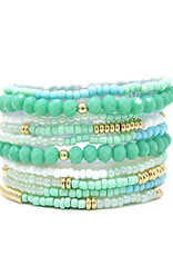 Sead Bead Bracelet Set in Mint
