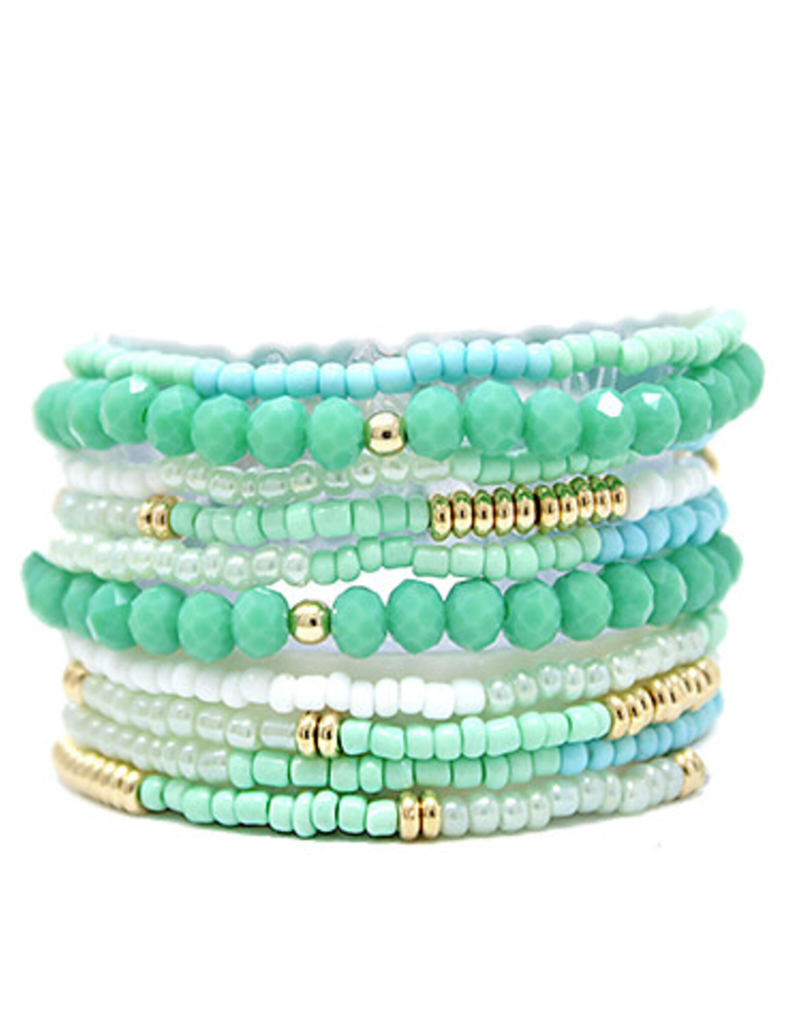Sead Bead Bracelet Set in Mint