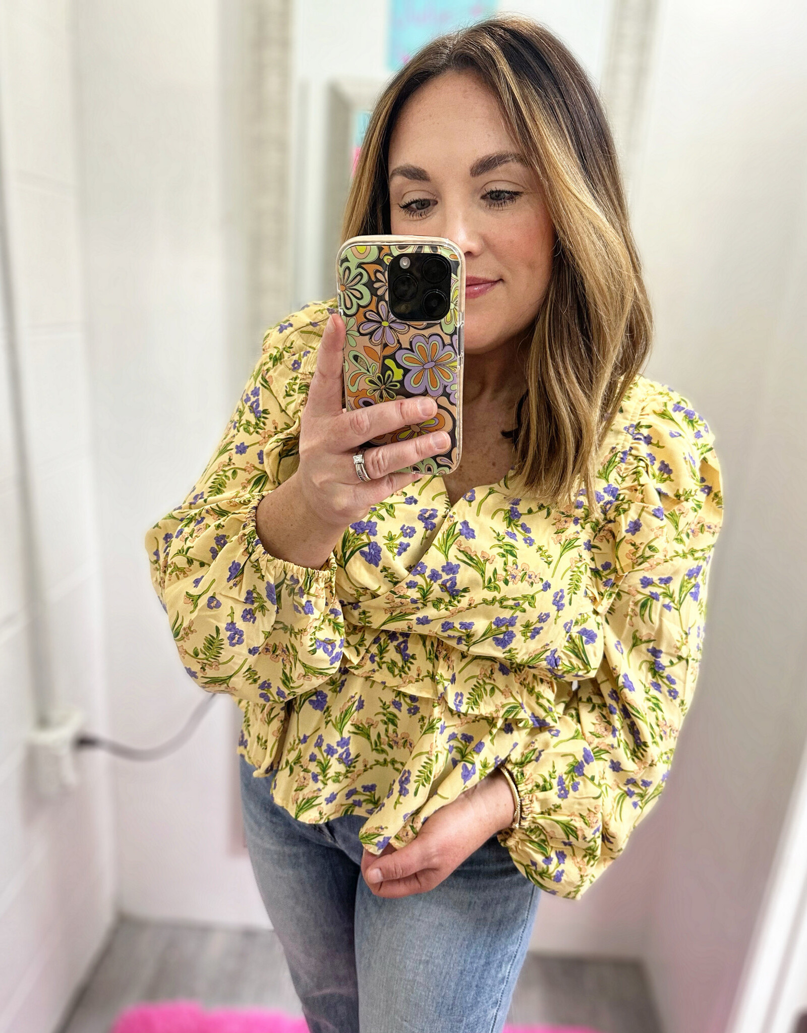 entro Remy Top in Yellow Floral