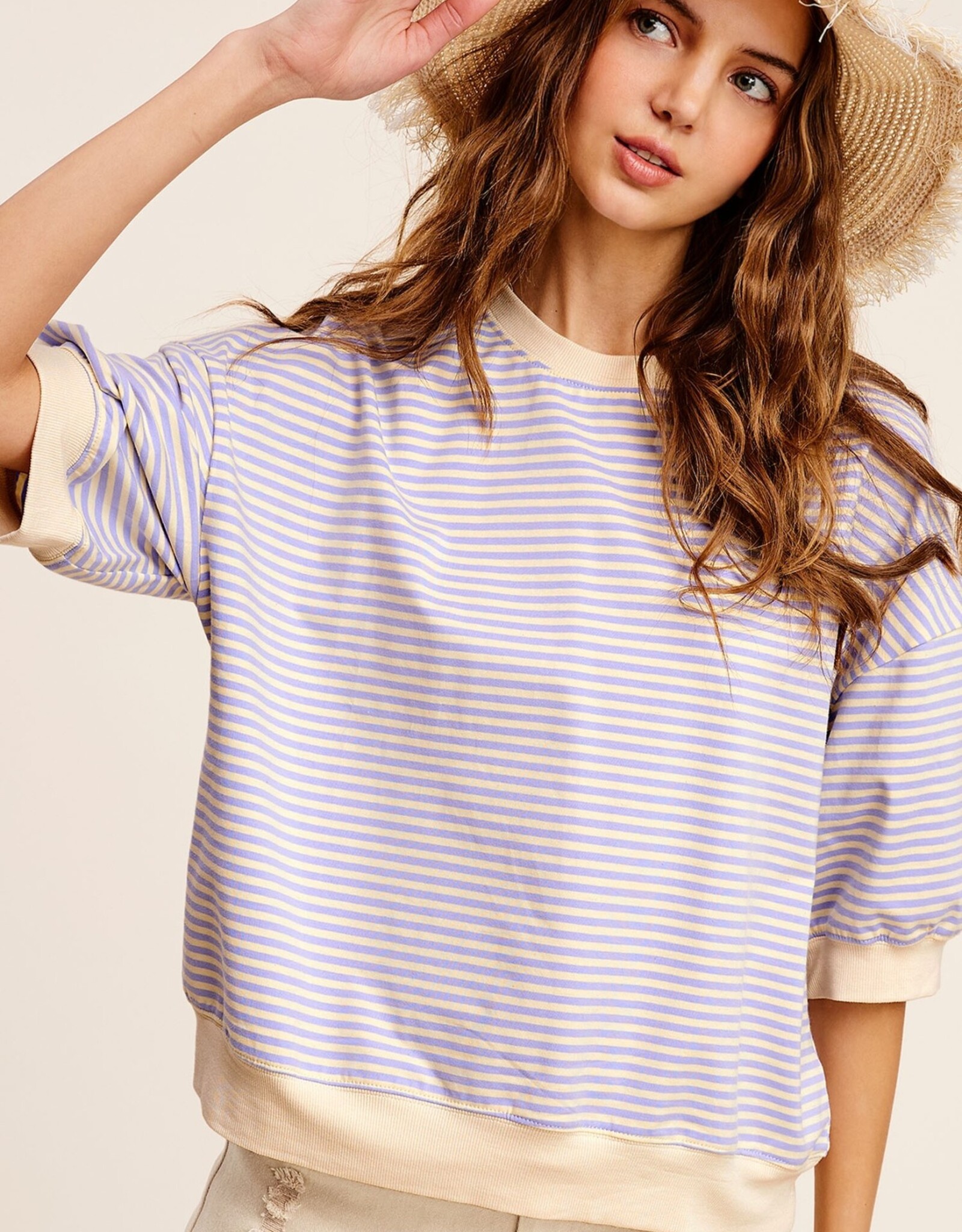 Addie Top in Lavender Stripe