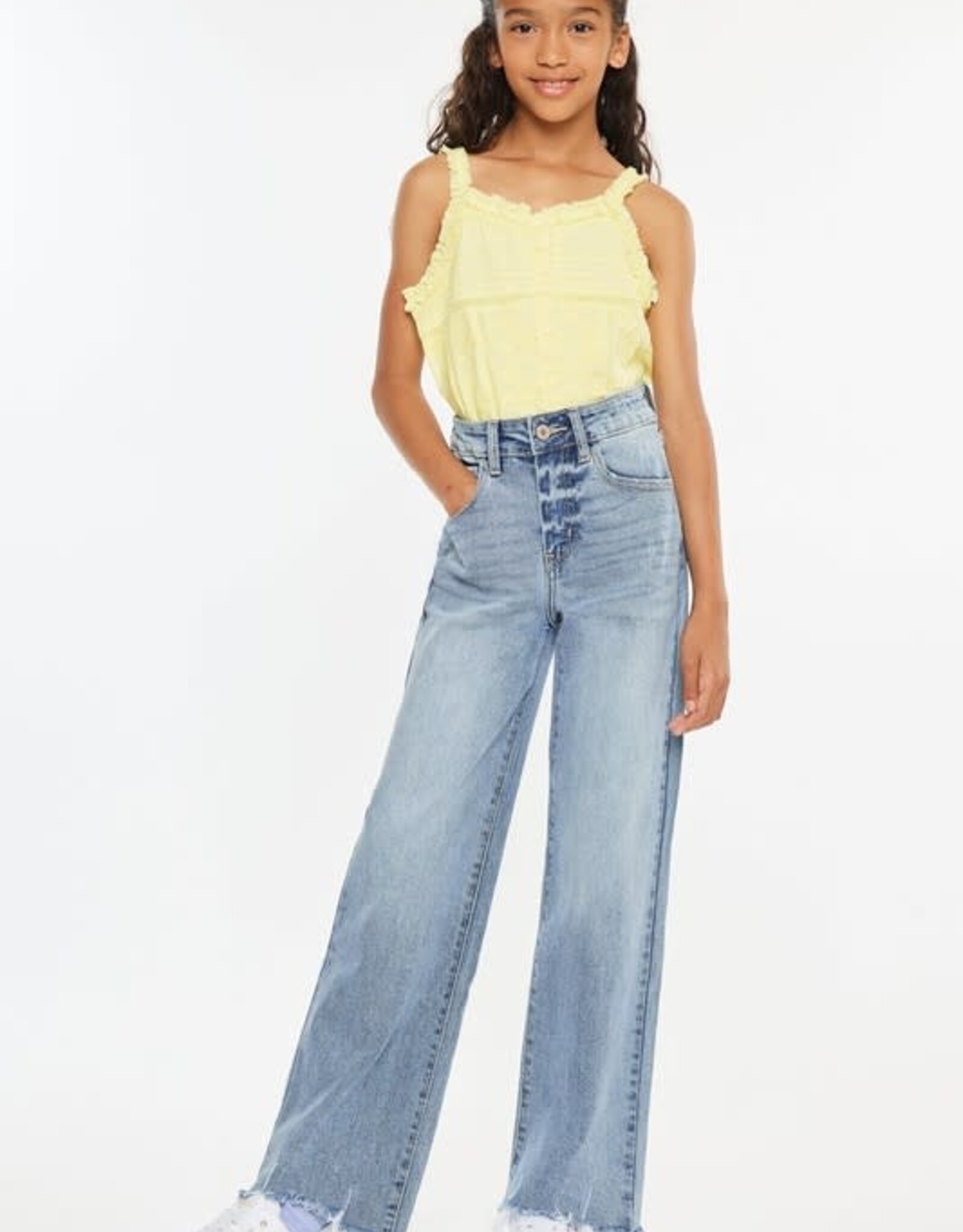 KanCan High Rise Slim Wide Leg in Light Wash