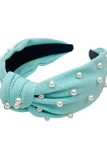 Pearl Knot Headband in Aqua